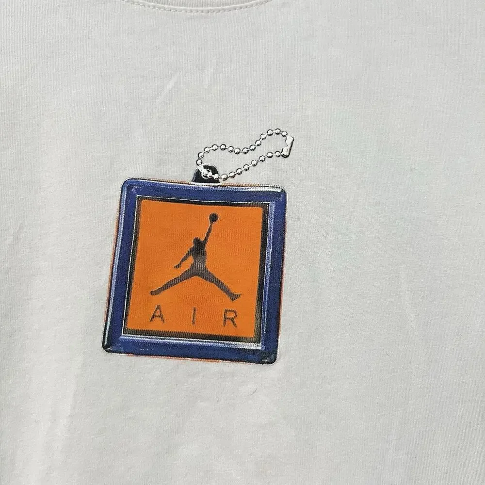 Air Jordan Keychain White Crew Tee Shirt Men L Retired Cotton